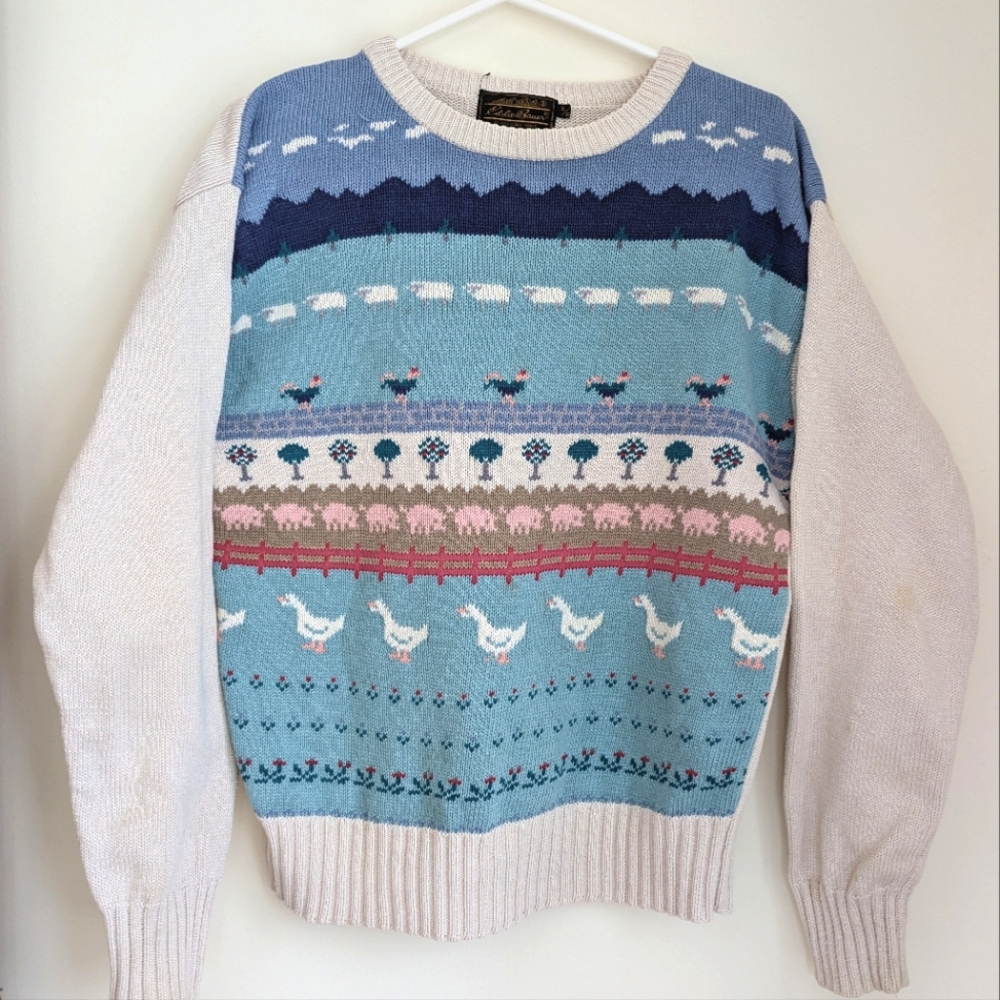 Vintage 80s Cottagecore Knit Sweater